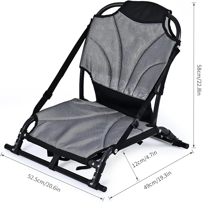 Kayak Seats with Back Support, Aluminum Alloy Folding Kayak Seat, Breathable Textile Mesh Fabric Material, Adjustable Universal Paddle Board Seat for Fishing, Inflatable Kayaks, Sup, Canoe
