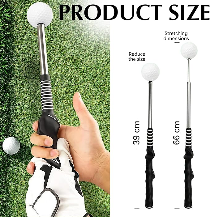 Golf Grip Trainer,Golf Swing Trainer,Retractable Right-Handed Grip Trainer Golf Training Aid for Warmup, Strength Tempo Practice, Indoor/Outdoor Use Improve Swing Rhythm & Accuracy