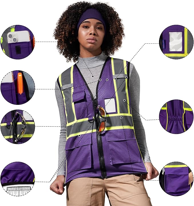 AYKRM 11 color Ladies High Vis Reflective Safety Vest for Women