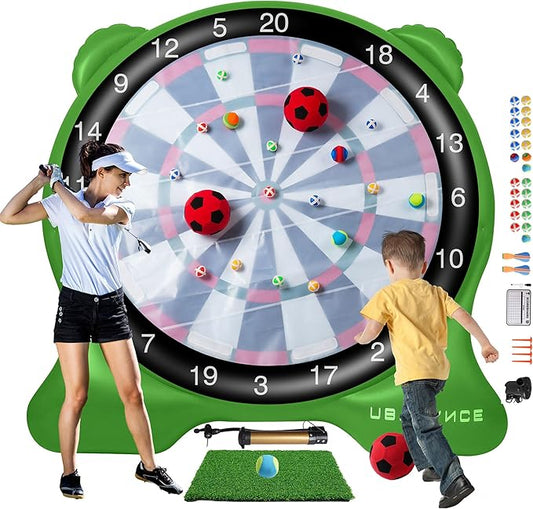 UBALANCE Giant Inflatable Dart Board for Adults, 6ft Outdoor Yard Games with 26 Sticky Balls, Soccer Tennis Golf Fun, Carnival Backyard Party & Lawn Sports