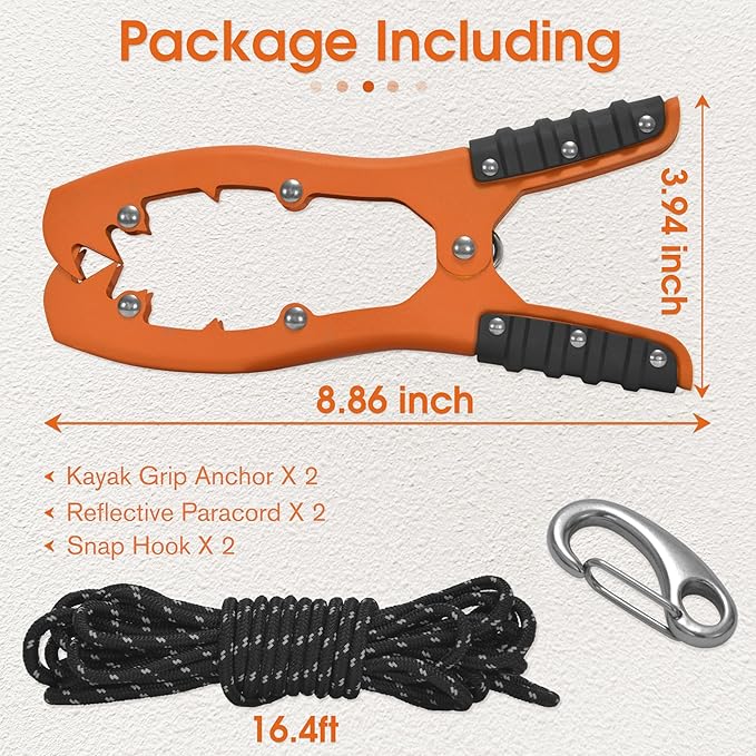 Antidious Kayak Brush Gripper, Kayak Anchor Grip with 16.4ft Paracord and Snap Hook to Anchor Float, Canoe, Boat for Fishing Boating Camping