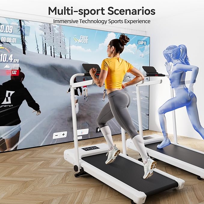 Walking Pad Treadmill with Handle Bar 3-in-1 Foldable Treadmills for Small Space 300 LBS Capacity, 3.0HP Portable Under Desk Treadmill for Home Office with LED Display Remote APP Control