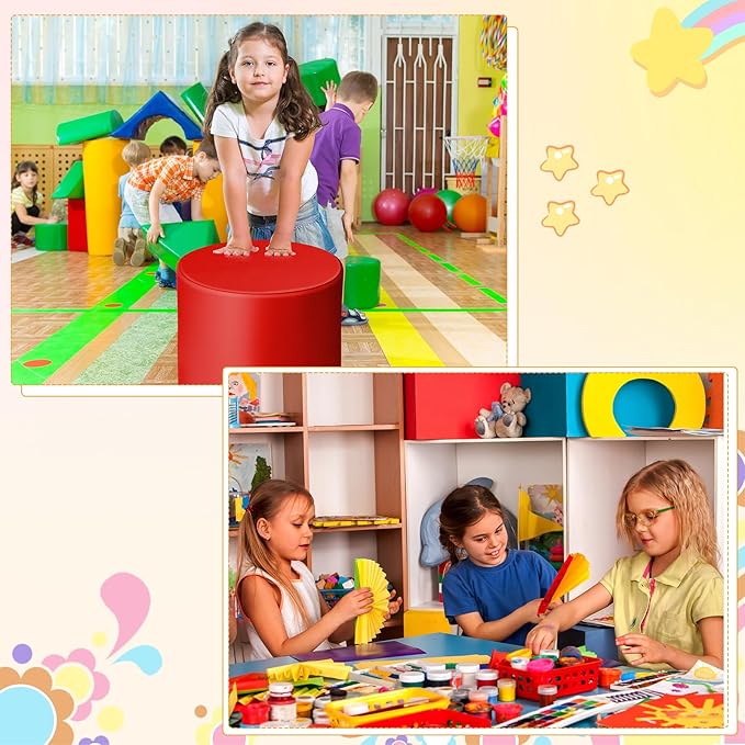 6 Pcs 12" Flexible Seating for Kids Classroom Round Foam Ottoman Colored Student Floor Foam Seating Cushion for Kid Adult Daycare School Kindergarten Home Chair Office (Colorful)