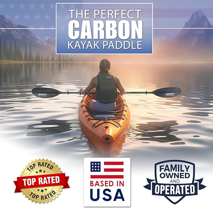 Best Marine and Outdoors Kayak Paddle, Carbon Fiber Shaft & Fiberglass Reinforced Polypropylene Blades, 220cm, 234cm, 250cm, Lightweight Kayak Paddles for Adults