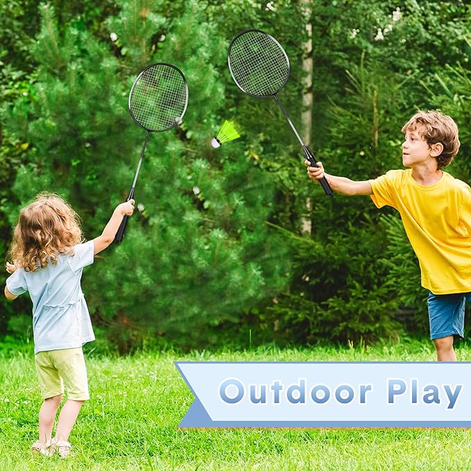 12 Pack Badminton Rackets Set Including Rackets, Nylon Shuttlecocks and Carry Bag for Outdoor Backyard Games Beginners