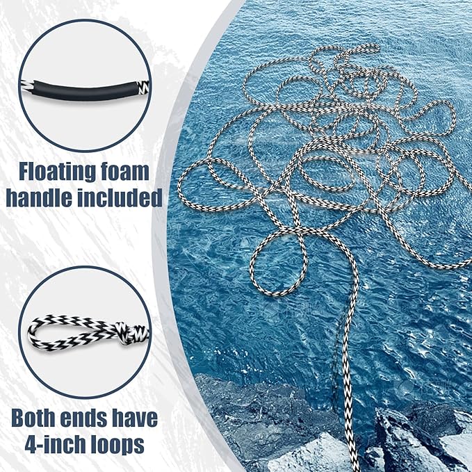 Boat Tow Rope 60ft 3-6K, Floating Ropes for Towable Tubes，Watersport Accessories
