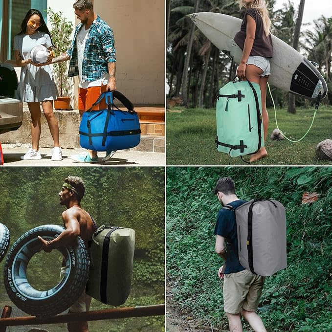 MIER Large Waterproof Duffel Bag Rolltop Dry Backpack Duffle Bags for Kayaking, Rafting, Boating, Swimming, Camping, Travel, Gym, Beach, 60L/80L