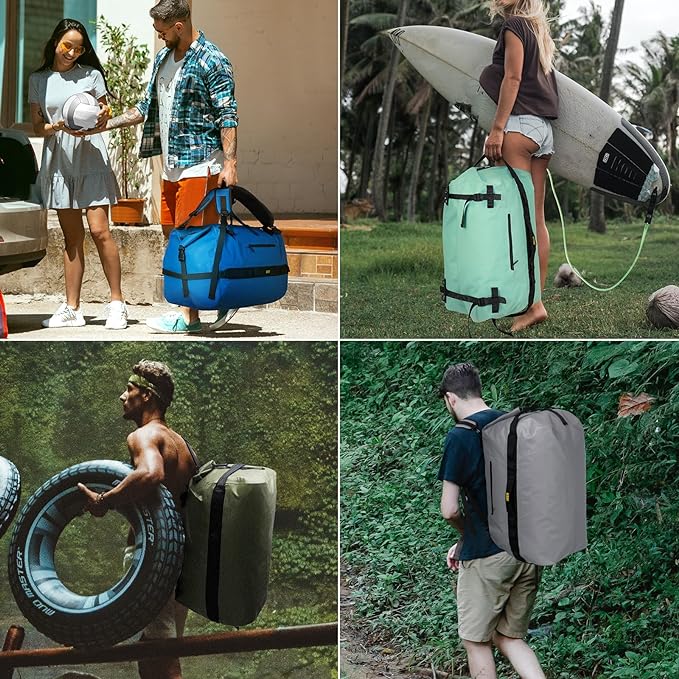 MIER Large Waterproof Duffel Bag Rolltop Dry Backpack Duffle Bags for Kayaking, Rafting, Boating, Swimming, Camping, Travel, Gym, Beach, 60L/80L