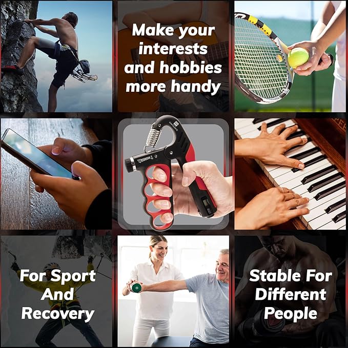 Grip Strength Trainer, Adjustable Resistance 11-220 Ibs Forearm Strengthener,Hand Grip Strengthener With Digital Counter,Improve Wrist Strength,Hand Recovery Exercises