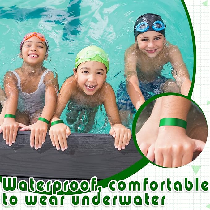 Tudomro 2400 Pack Neon Paper Wristbands Bulk - Waterproof, Lightweight, Adhesive - Concert, Events, Party for Hand Wrist Arm Identification(Green)