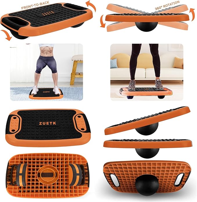 4-In-1 Aerobic Balance Board and Step Up Exercise Platform - Adjustable Multifunctional Balance Board Slant Board, Steppers for Exercise - Home Workout Non Slip Stepper Platform