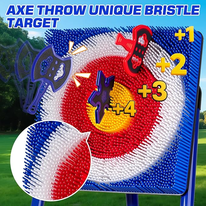 Axe Throwing Target Game for Backyard with 8 Throwing Axes Set,Indoor &Outdoor Activities for Kids,Hunting Games for Family, Birthday Gift for Boys Girl, Carnival Games