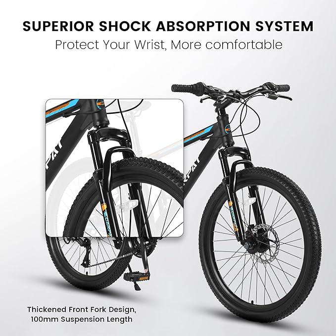 24/26/27.5 Inch Wheels Mountain Bike Shimano 21 Speeds with Mechanical Disc Brakes Aluminum/High-Carbon Steel Frame Suspension MTB Bikes Mountain Bicycle for Adult & Teenagers