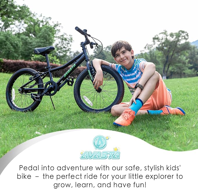 AVASTA Govet 20'' Kids Mountain Bike for 6-12 Years Old Boys Girls with Suspension Fork, 6 Speeds Drivetrain, Multiple Colors