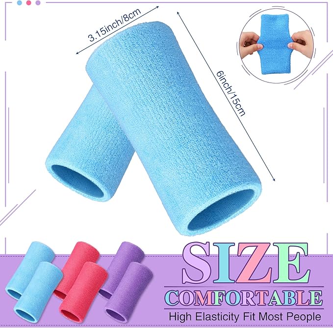 WILLBOND 6 Inch Wrist Sweat Bands for Men Women Tennis Elastic Athletic Long Sweatband Wrist Absorbent for Basketball Tennis Running Outdoor Activity
