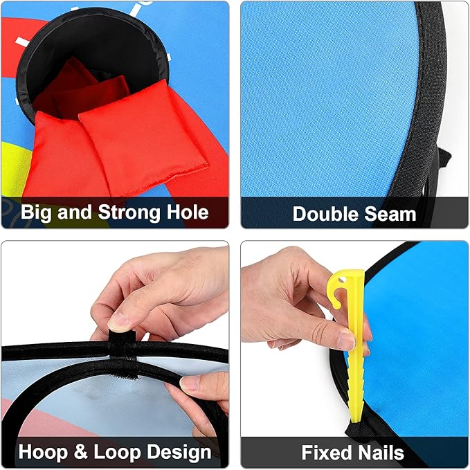 G4Free Portable Collapsible 5 Holes Cornhole Game Set with 8 Bean Bags Carrying Case Toss Game Size 3ft x 2ft for Camping Travel