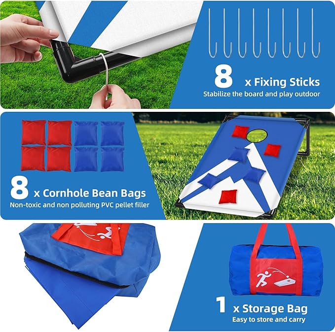 NZQXJXZ 3x2 ft Cornhole Board Set with 8 Bean Bags and Carrying Bag, Outdoor Toss Game Set for Kids and Adults, Portable Corn Hole Sets for Beach Lawn Backyard