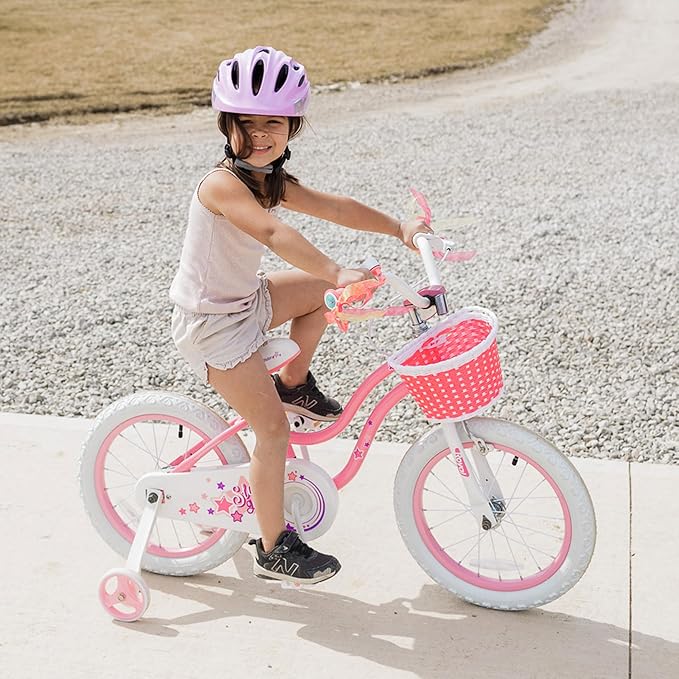 RoyalBaby Girls Bike EZ Bike Stargirl Training Free Balance to Pedal Easy Learning Bicycle, 12-20 Inch for Toddlers & Big Kids.