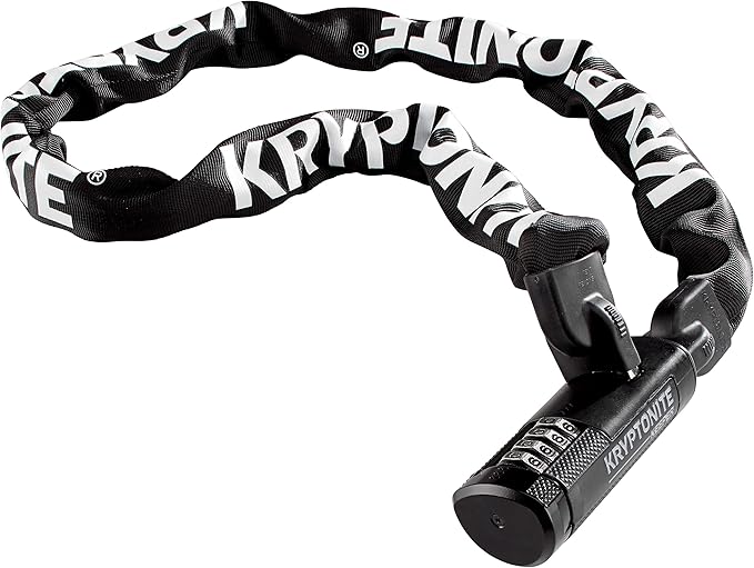 Kryptonite Keeper 712 Combo Bike Chain Lock, 4 Feet Long 7mm Steel Chain Heavy Duty Anti-Theft Bicycle Chain Lock, 4-Digit Resettable Combination Lock for E-Bike Scooter Road Mountain Bikes