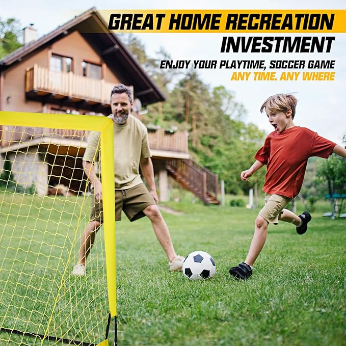 Soccer Goals, Soccer Net for Backyard, 2 Pack 4' x 3' Soccer Goal Training Equipment, Portable Soccer Nets with Soccer Ball and Ball Pump,Goal Net for Sports Training