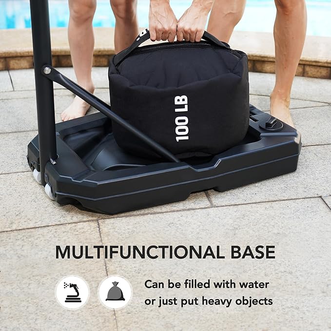 WIN.MAX Basketball Hoop Outdoor with Shatterproof Backboard and Larger Base, Portable Basketball Hoop Goal System Youth/Adults in Backyard/Driveway/Poolside