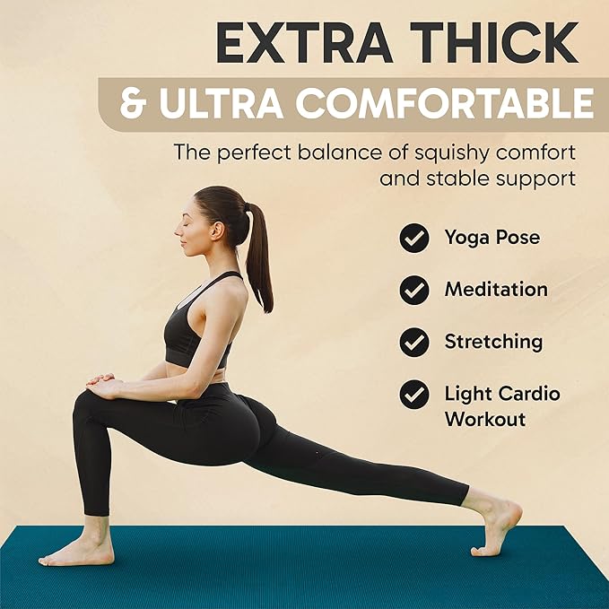 Gorilla Mats Premium Large Yoga Mat – 7' x 5' x 8mm Extra Thick & Ultra Comfortable, Non-Slip Barefoot Exercise Mat – Works Great on Any Floor for Stretching, Cardio or Home Workouts