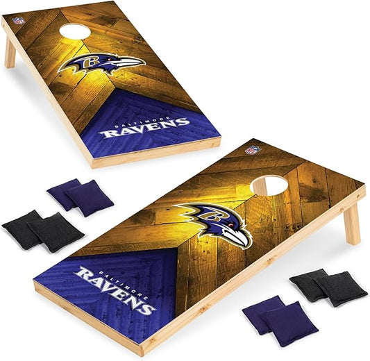 Wild Sports NFL Football 2' x 4' Regulation Size Solid Wood Cornhole Set with Direct Print HD Team Graphics Great Gift for Any Football Fan! Bean Bag Toss Family Outdoor Game