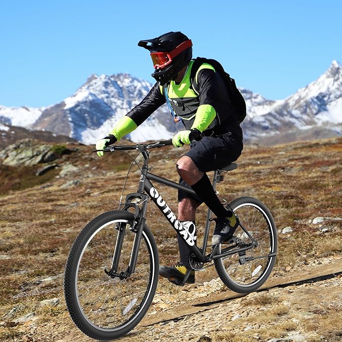 Betterland 26 Inch Mountain Bike, Adult Bike with Dual V Brakes, High Carbon Steel Frame,Front Suspension, with Adjustable Ergonomic Seat Bicycle (X5 Black)