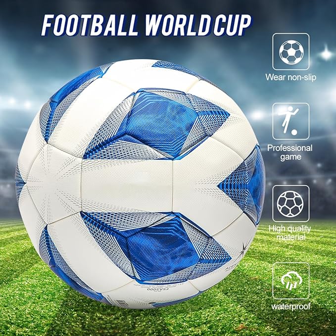 Soft PU Leather Soccer Ball, Indoor Outdoor Team Sports, Training Practicing Game Match Soccer Ball Gift for Adult Youth, 1pcs