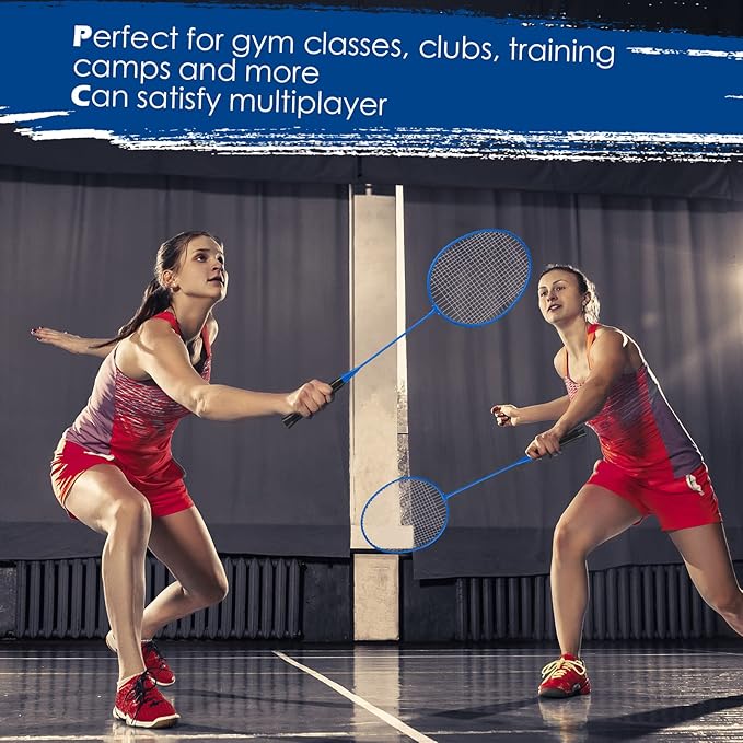 Wettarn 12 Pcs Badminton Rackets Bulk with 18 Nylon Badmintons, Shuttle Set for Adults Teenagers Youth Beginners Advanced Player Backyard Gym Beach Outdoor