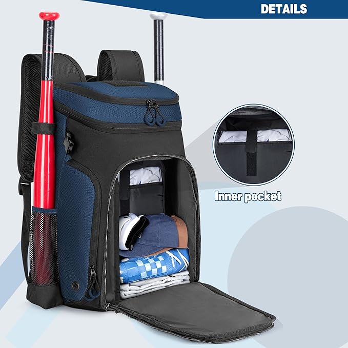 Baseball Bag for Adult and Youth, Baseball Backpack Softball Bag with Helmet Holder, Shoe Compartment and Fence Hook