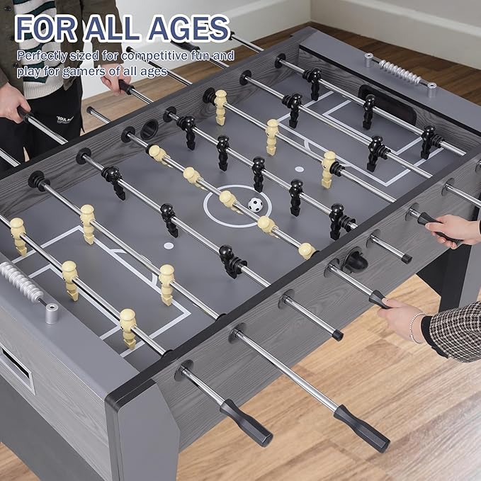 RAYKEE Foosball Table, 54" Soccer Games Table Competition Sized Wooden Table Soccer w/ 2 Balls for Adult Kids Youth Home, Game Room, Office, Party