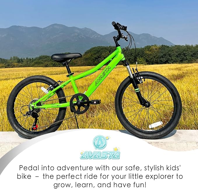 AVASTA Govet 20'' Kids Mountain Bike for 6-12 Years Old Boys Girls with Suspension Fork, 6 Speeds Drivetrain, Multiple Colors