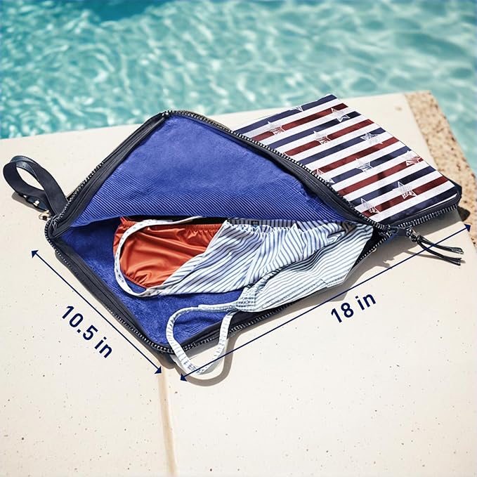 Wet Bag, Wet Dry Bag, Wet bag for swimsuit,Travel, Beach, Pool, Diapers, Dirty Yoga Gym Clothes, Waterproof Embedded Towel Wet Bag(Fleece)-Leakproof Wet Clothes Bag, Beach Travel Essentials