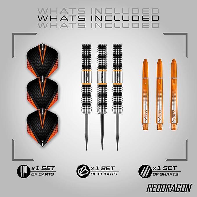 RED DRAGON Amberjack Series Darts Set with Flights and Shafts (Stems)