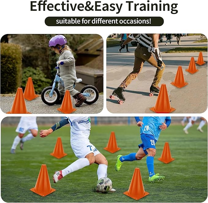 Cones Sports for Kids, Small Training Cones Set for Soccer Practice, 24 Pack 7 Inch Agility Field Cone Marker for Football Basketball Drills, Plastic Multi color Baseball Cone for Outdoor Indoor Games