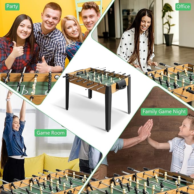 GYMAX 48” Foosball Table, Arcades Soccer Game Table for Multiplayer with 2 Balls, Score Keepers Wooden Competition Sized Foosball Table for Adults and Kids