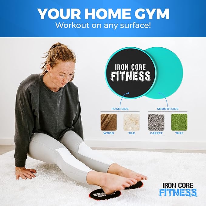 Core Sliders for Working Out, Dual Sided Exercise Gliding Discs for Use on All Surfaces, Ultimate Core Trainer, Light and Portable, Gym & Home Total Body Workout Equipment