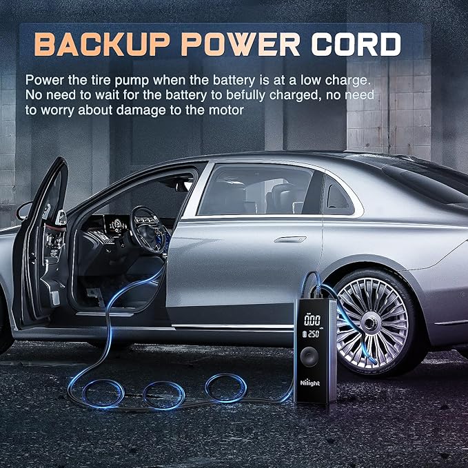 Nilight Tire Inflator Portable Air Compressor Battery Powered Rechargeable 12VDC 150PSI Cordless Tire Pump w/Digital Pressure Gauge 2X Faster Inflation Air Pump for Car Motorcycle