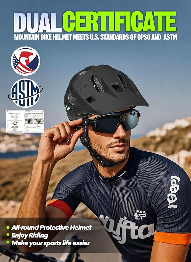 Mountain Bike Helmet for Adults & Youth Lightweight Impact-Resistant with Adjustable Dial & Removable Visor Unisex Helmet for Mountain Biking Bicycle Clcying