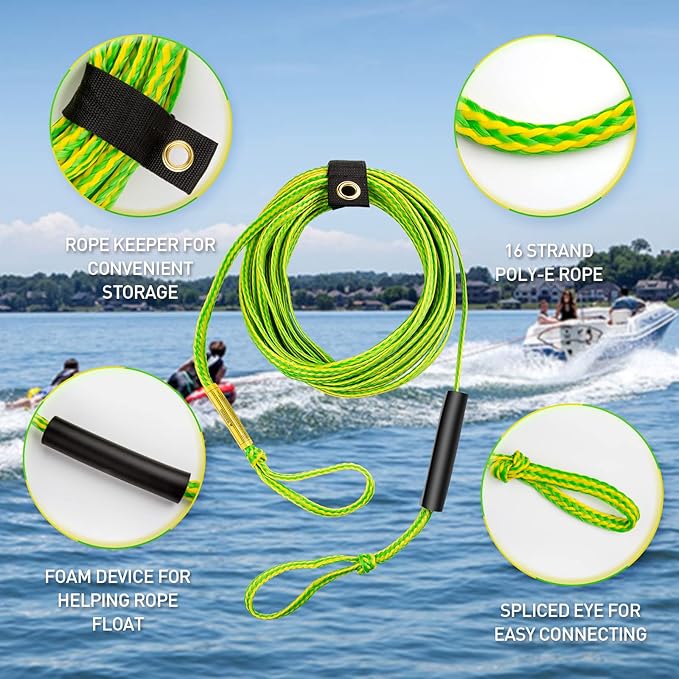 Botepon Tow Rope for Tubing, Tow Rope for Towable Tubes for Boating, Tow Rope for Pulling Tube with Pontoon Boat Jet Ski, 60ft