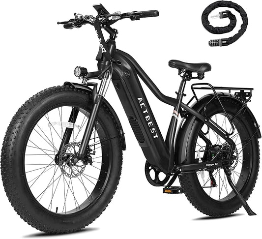 Electric Bike for Adults with Peak 1500W Brushless Motor,65Miles 28MPH Electric Mountain Bike, 624Wh Removable Built-in Battery Ebike, 26"×4 Fat Tires Ebikes for Adults,7 Speed,Front Suspension