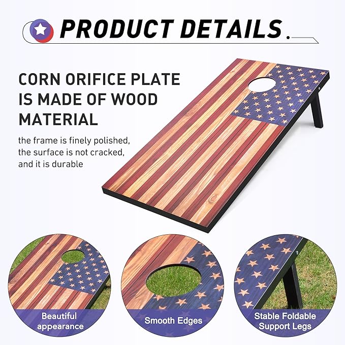 4x2 Ft Cornhole Boards Set, Premium Regulation Size Cornhole Boards with 8 All-Weather Bean Bags, Carrying Case and Scoreboard