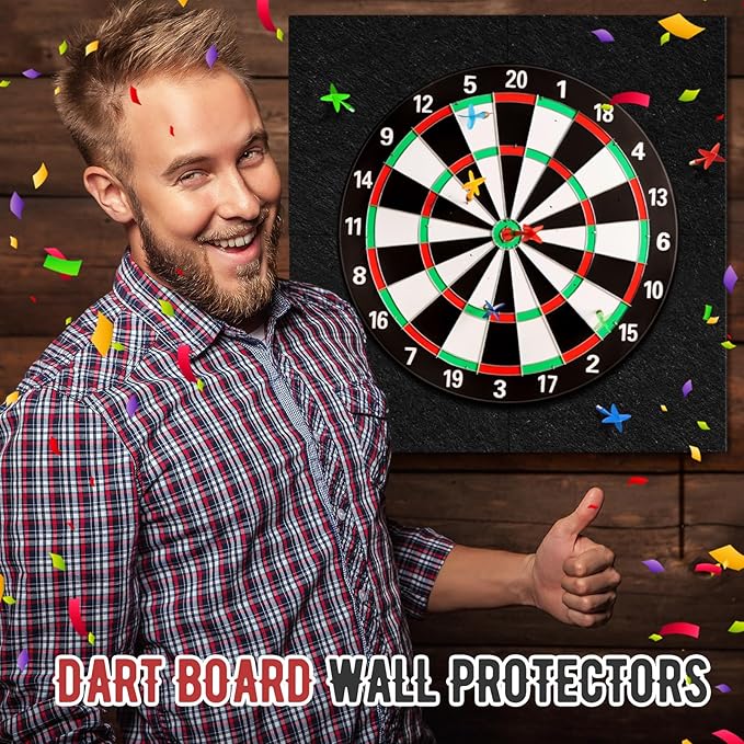 Extended Length Dart Board Surround Wall Protectors Fit 17.75'' and 18'' Dartboard Dart Backboard Felt Wall with Removable Adhesive Tabs