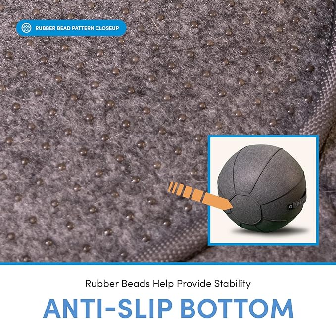 LifeSpan Fitness Anti-Slip Felt Cover Yoga Ball Chair with Handle & Back Support, Office, Home Gym, Pregnancy, Balance Training, Inflator Included (Charcoal Gray, 25 Inch)