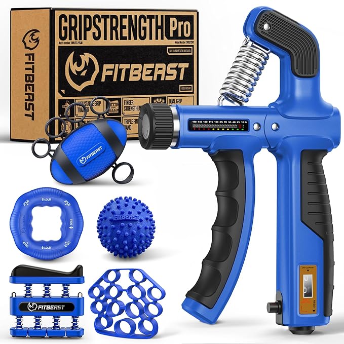 FitBeast Grip Strength Trainer, Hand Gripper Strengthener Kit - 6 Pack with Adjustable Resistance Forearm Strengthener, Forearm Exerciser and Massage Balls for Hand Therapy, Grip Training