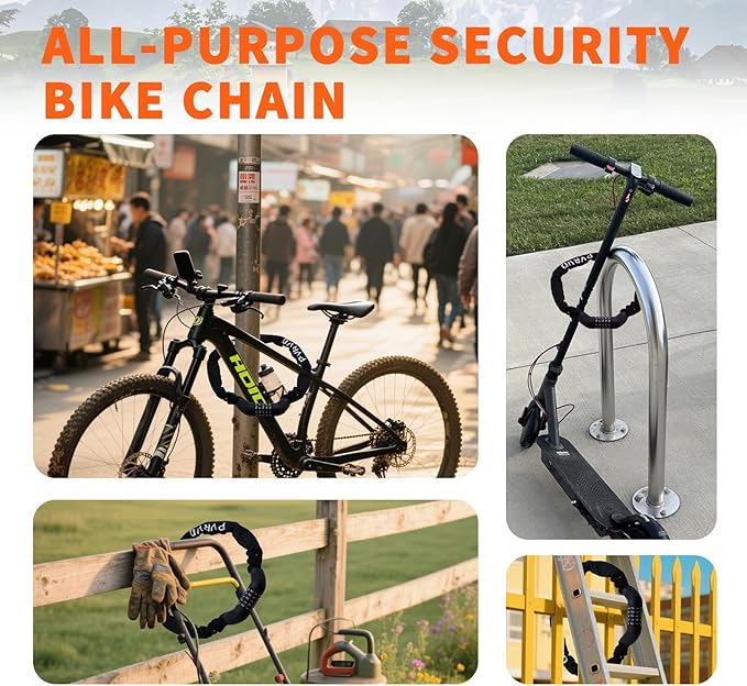 Bike Chain Lock, 5 Digit Combination Heavy Duty Anti Theft 3.9Ft Bicycle Chain Lock,6mm Thick High Hardness keyless Bike Lock for Bike,Scooter,Motorcycle,Door, Gate