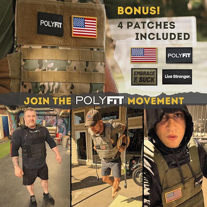 POLYFIT (Fortify) Weighted Vest for Strength and Endurance Training, Rucking, Fitness Workouts, Running, WODs