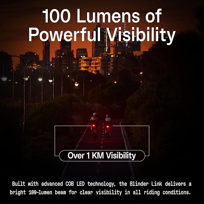 Knog Blinder Link Tail Light - 100 Lumen Bike Light, 50 Hour Runtime, Low Battery Indicator, Powerful Bike Light