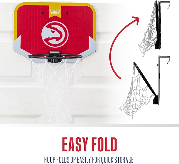 Franklin Sports NBA Team Over The Door Basketball Hoop - Kids Indoor Mini Basketball Hoop with Basketball - NBA Fan Shop Mini Hoop for Bedroom & Office